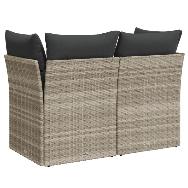 2-personers havesofa med hynder polyrattan lysegrå