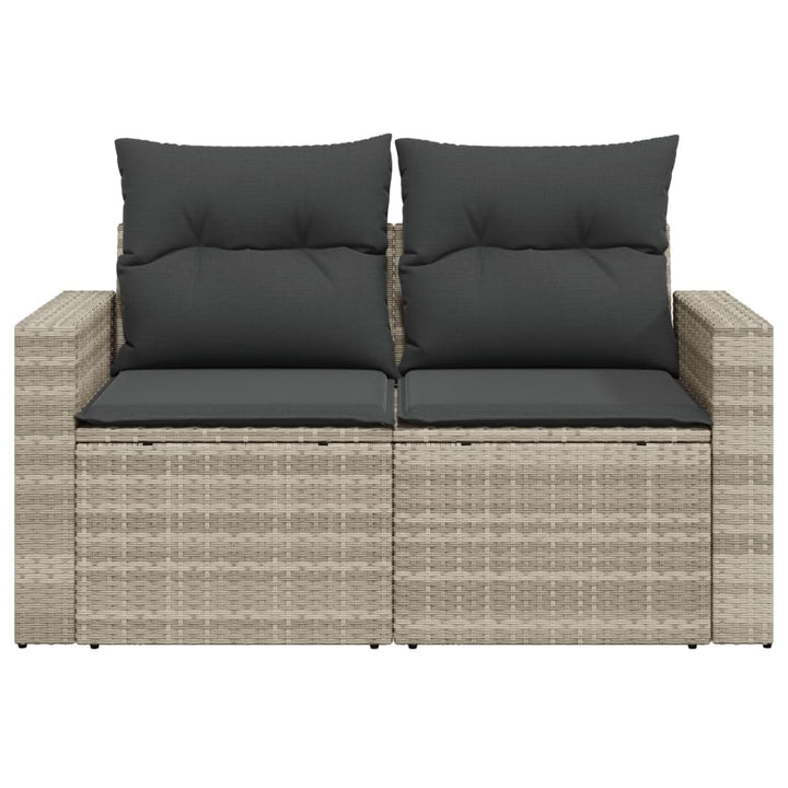 2-personers havesofa med hynder polyrattan lysegrå
