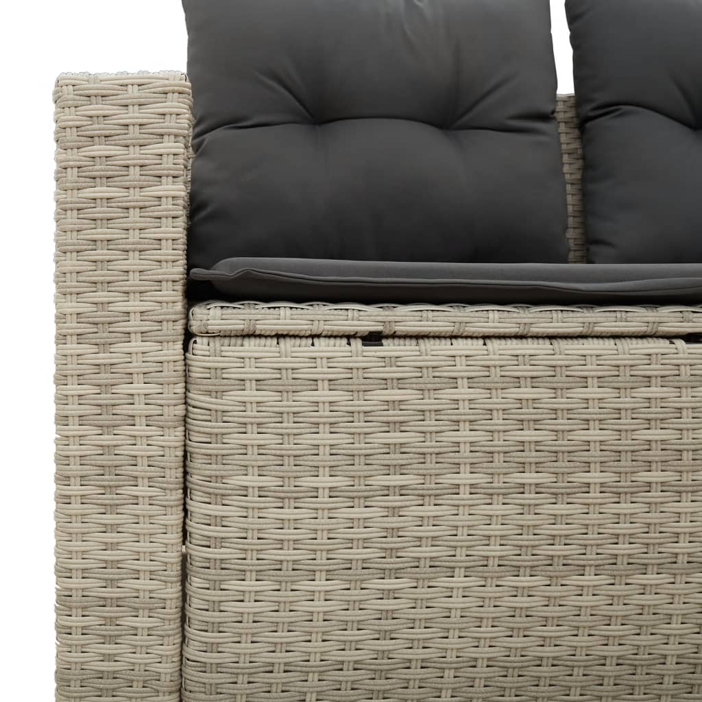 2-personers havesofa med hynder polyrattan lysegrå