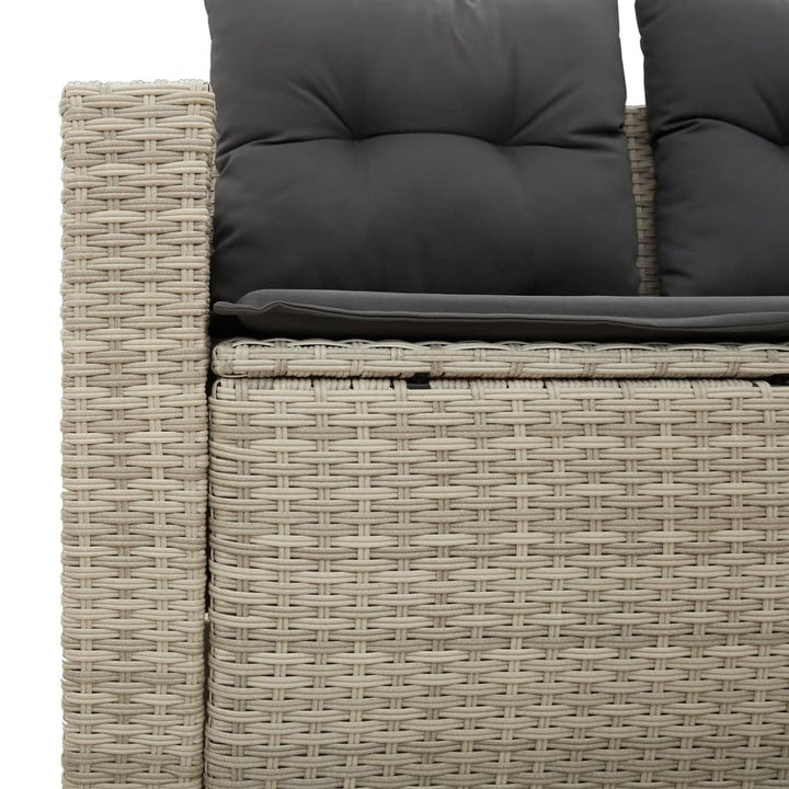 2-personers havesofa med hynder polyrattan lysegrå