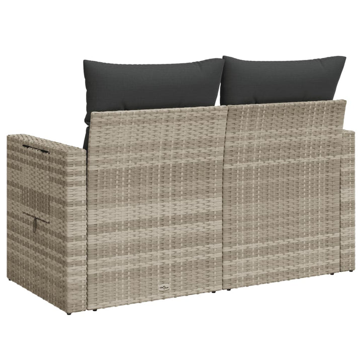 2-personers havesofa med hynder polyrattan lysegrå