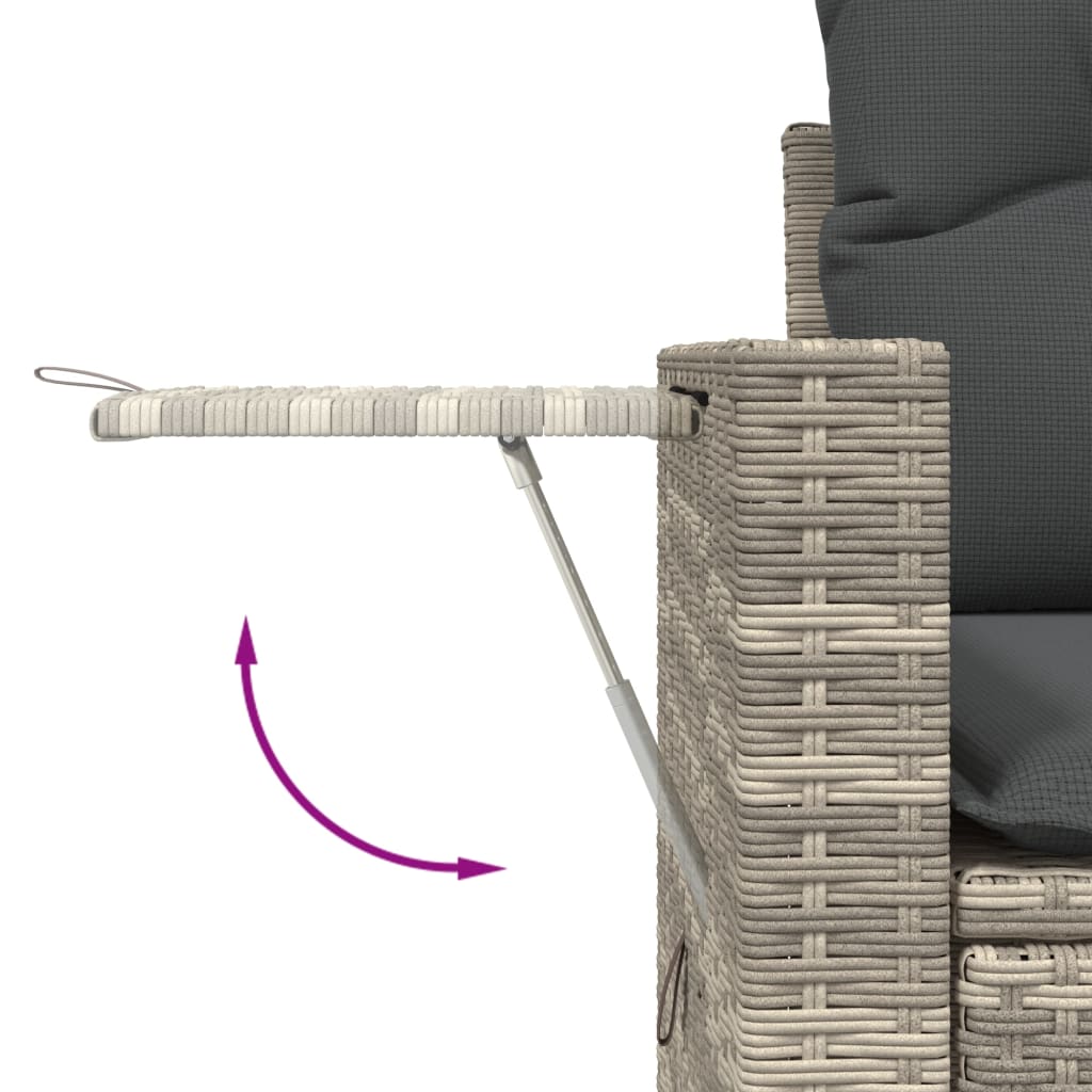2-personers havesofa med hynder polyrattan lysegrå