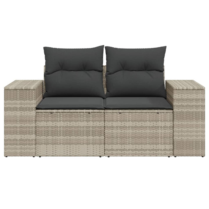 2-personers havesofa med hynder polyrattan lysegrå