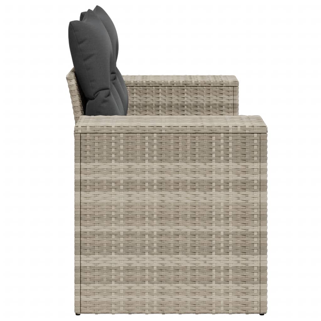 2-personers havesofa med hynder polyrattan lysegrå