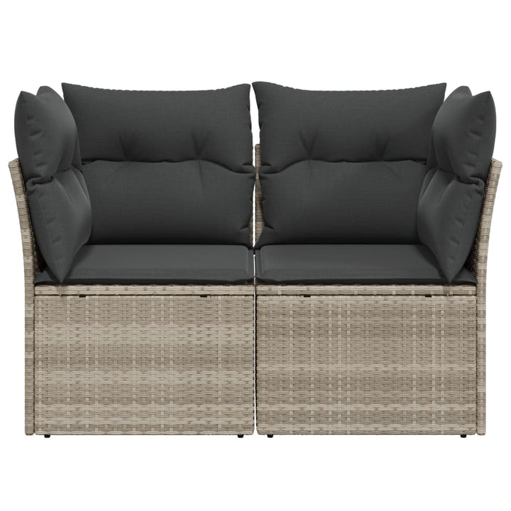 2-personers havesofa med hynder polyrattan lysegrå
