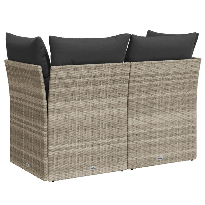 2-personers havesofa med hynder polyrattan lysegrå