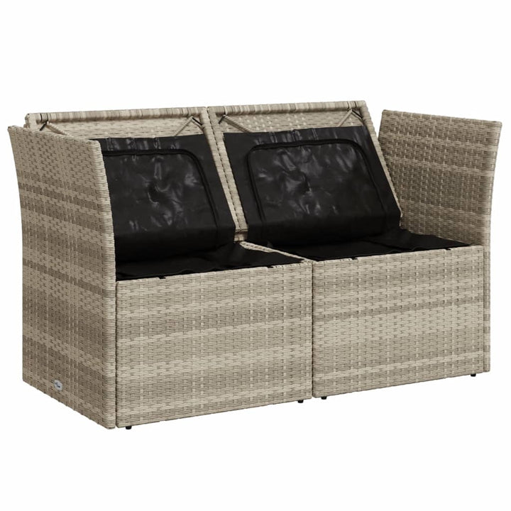 2-personers havesofa med hynder polyrattan lysegrå