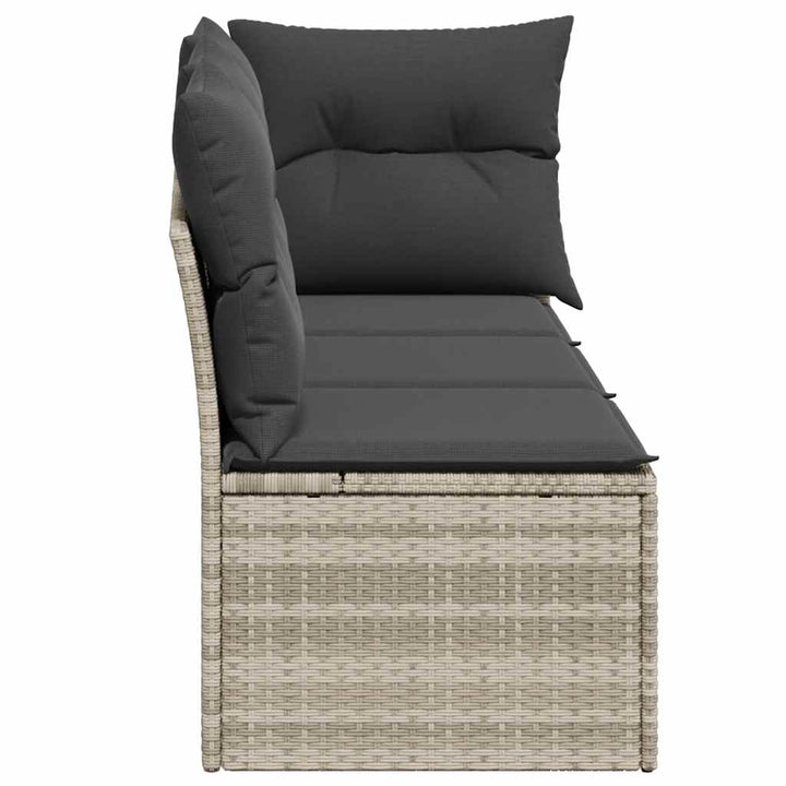 3-personers havesofa med hynder polyrattan lysegrå