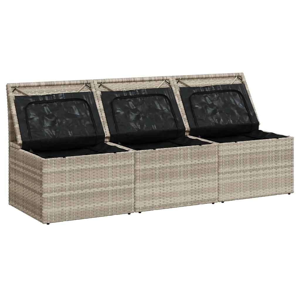 3-personers havesofa med hynder polyrattan lysegrå