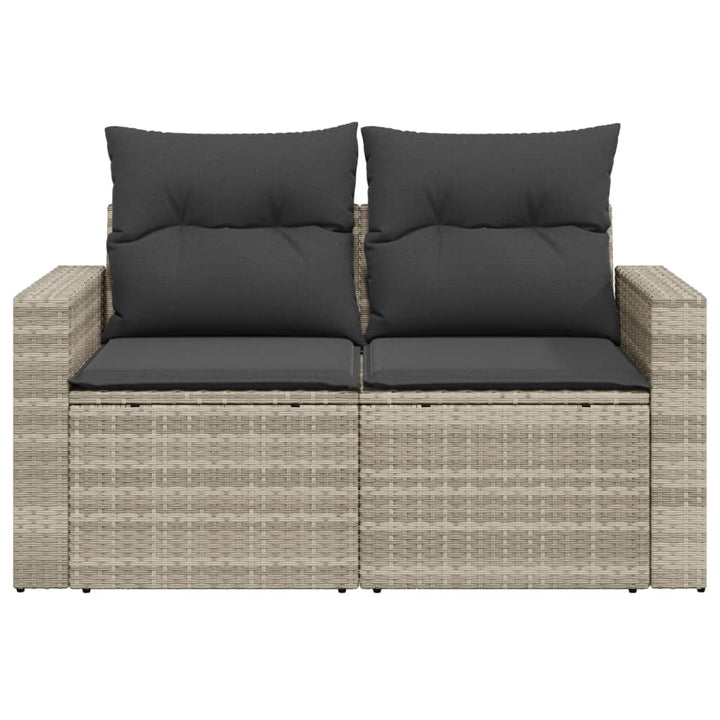 2-personers havesofa med hynder polyrattan lysegrå