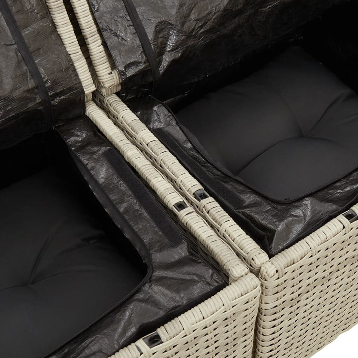 2-personers havesofa med hynder polyrattan lysegrå