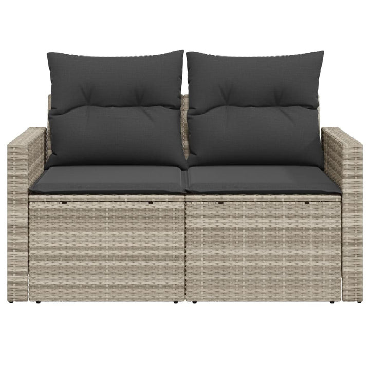 2-personers havesofa med hynder polyrattan lysegrå