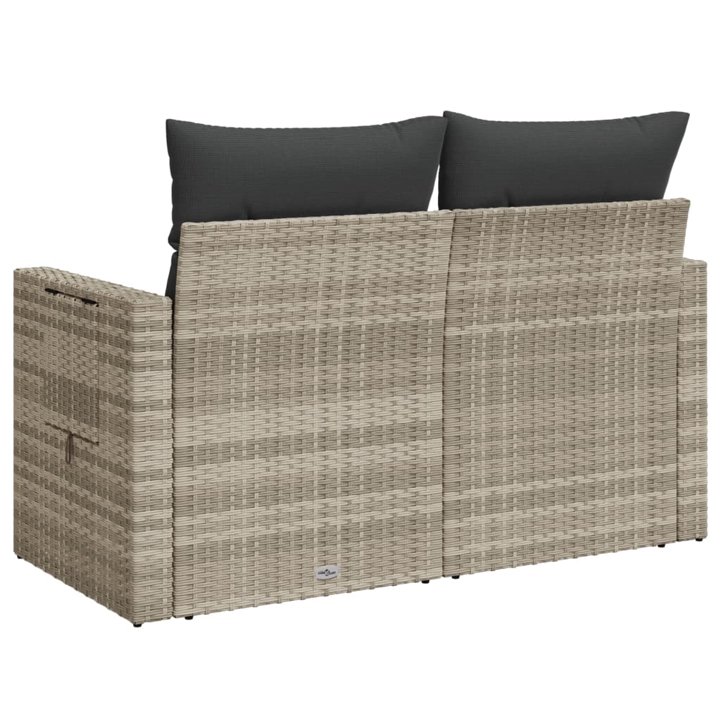 2-personers havesofa med hynder polyrattan lysegrå