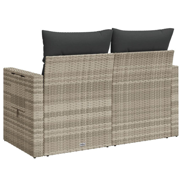 2-personers havesofa med hynder polyrattan lysegrå