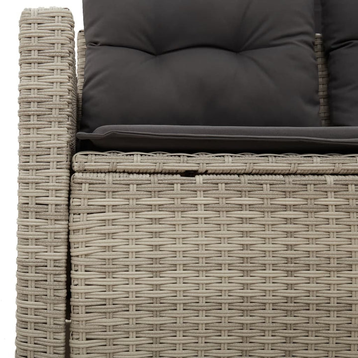 2-personers havesofa med hynder polyrattan lysegrå