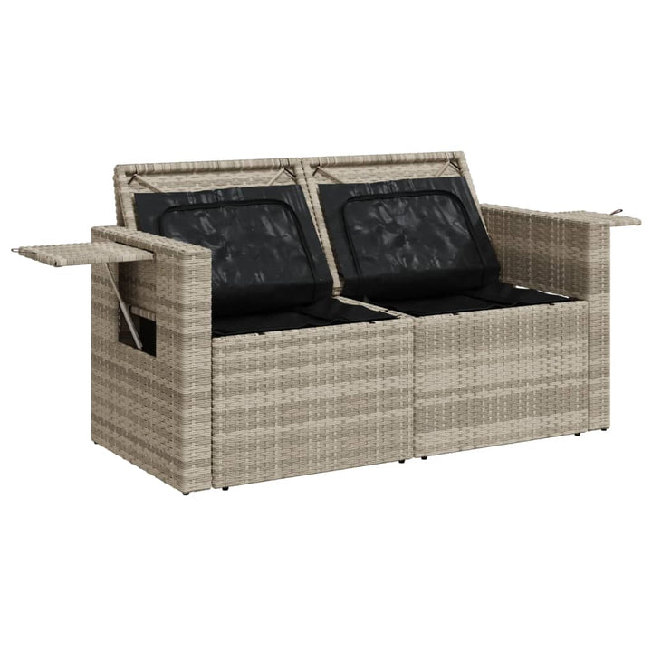 2-personers havesofa med hynder polyrattan lysegrå