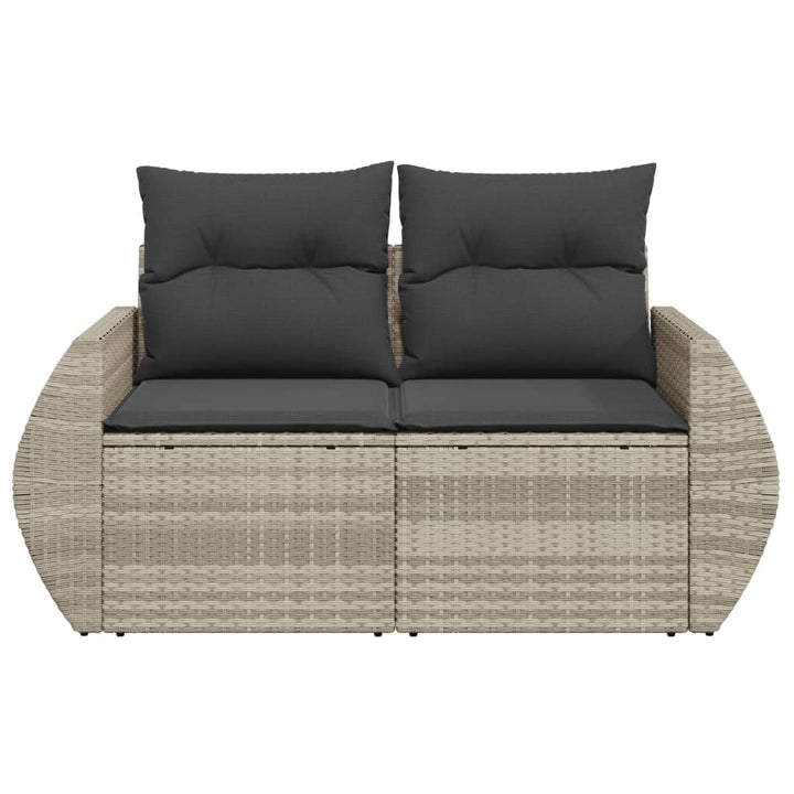 2-personers havesofa med hynder polyrattan lysegrå