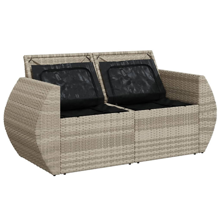 2-personers havesofa med hynder polyrattan lysegrå