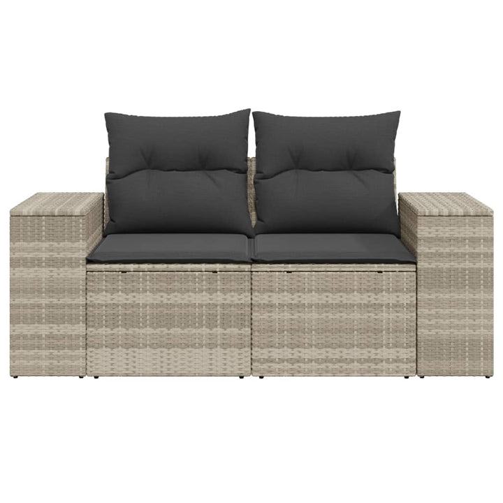 2-personers havesofa med hynder polyrattan lysegrå