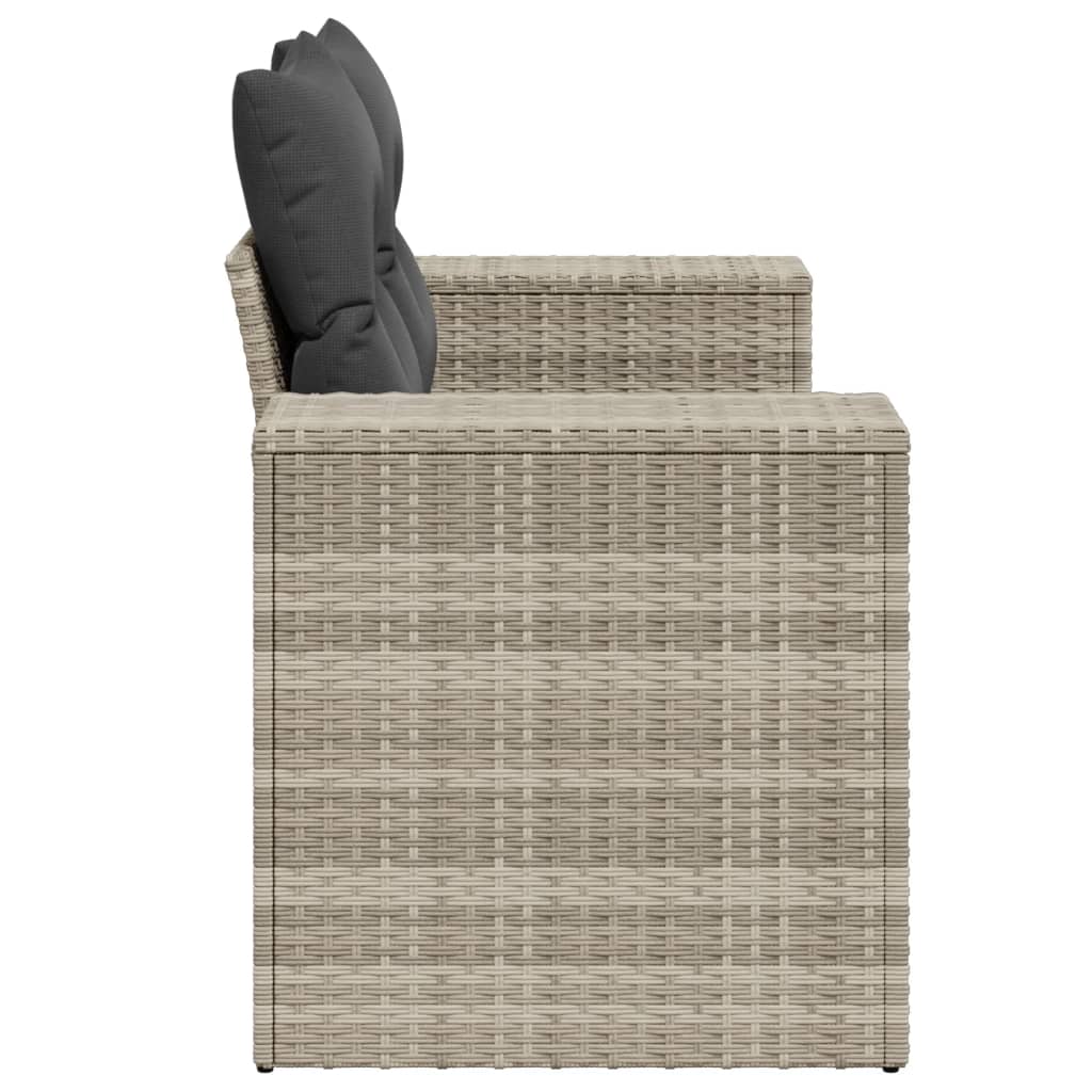 2-personers havesofa med hynder polyrattan lysegrå