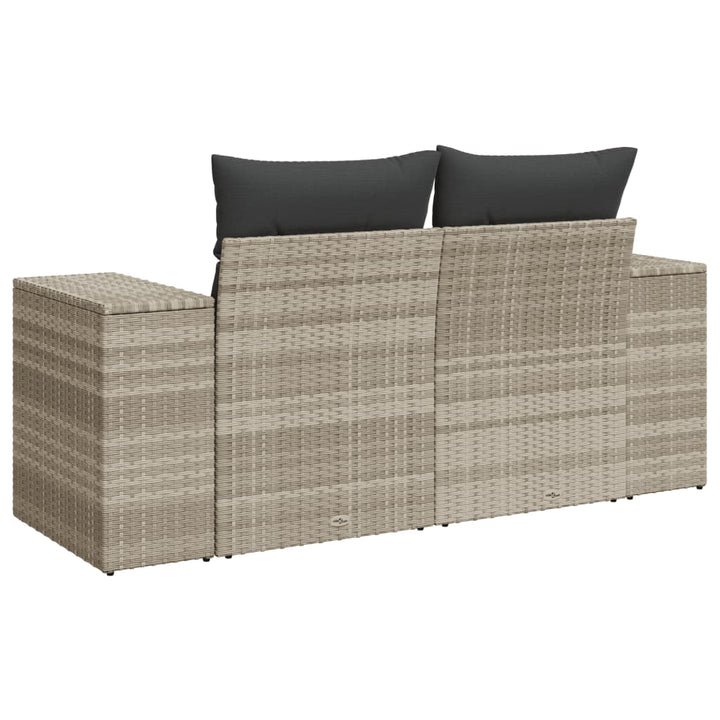 2-personers havesofa med hynder polyrattan lysegrå