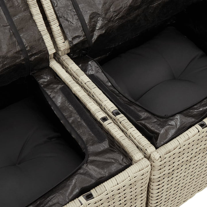 2-personers havesofa med hynder polyrattan lysegrå