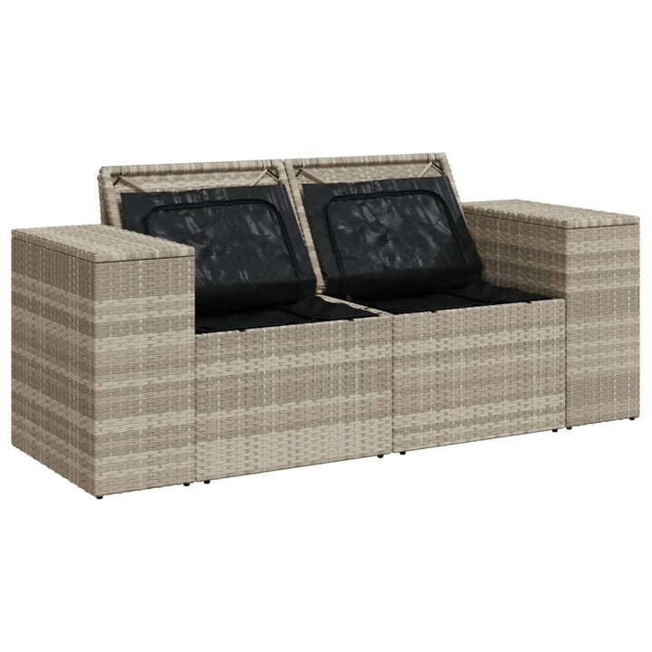 2-personers havesofa med hynder polyrattan lysegrå