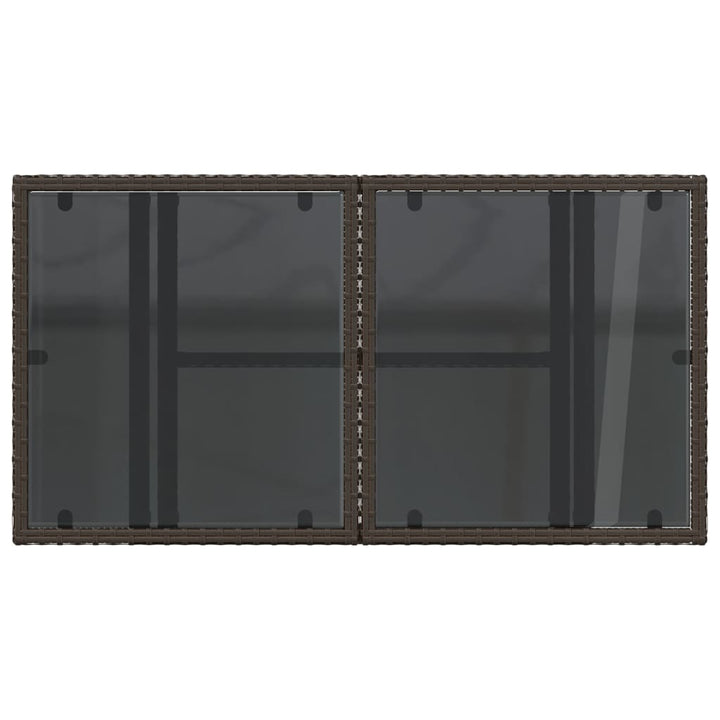 havebord med glastop 100x55x73 cm polyrattan brun