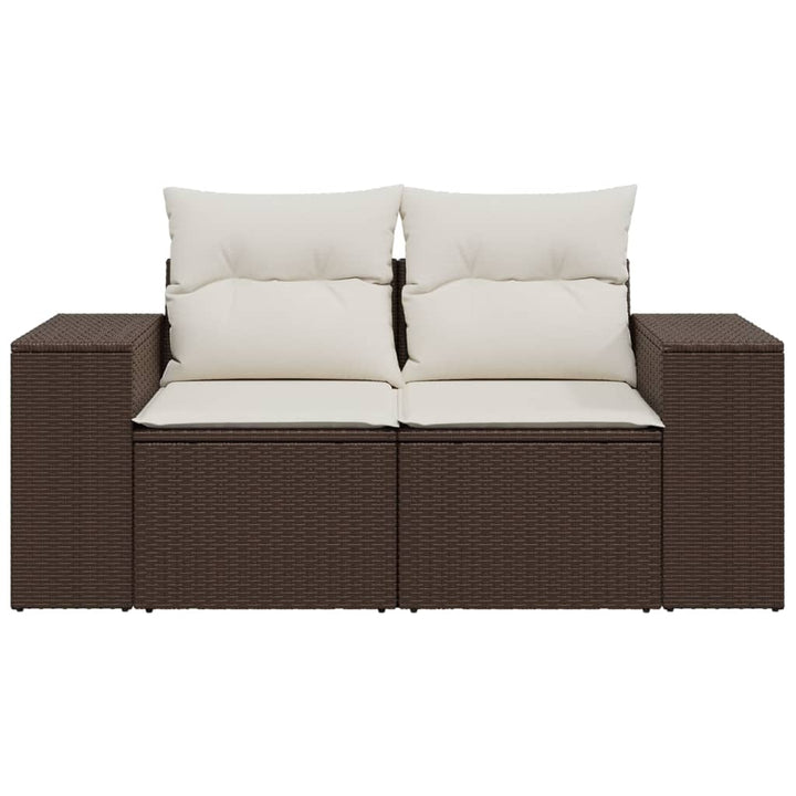 2-personers havesofa med hynder polyrattan brun