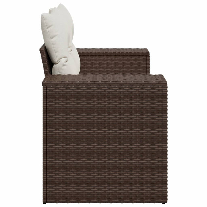 2-personers havesofa med hynder polyrattan brun