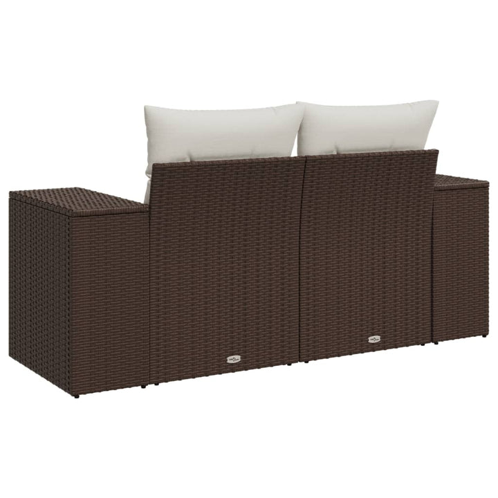 2-personers havesofa med hynder polyrattan brun