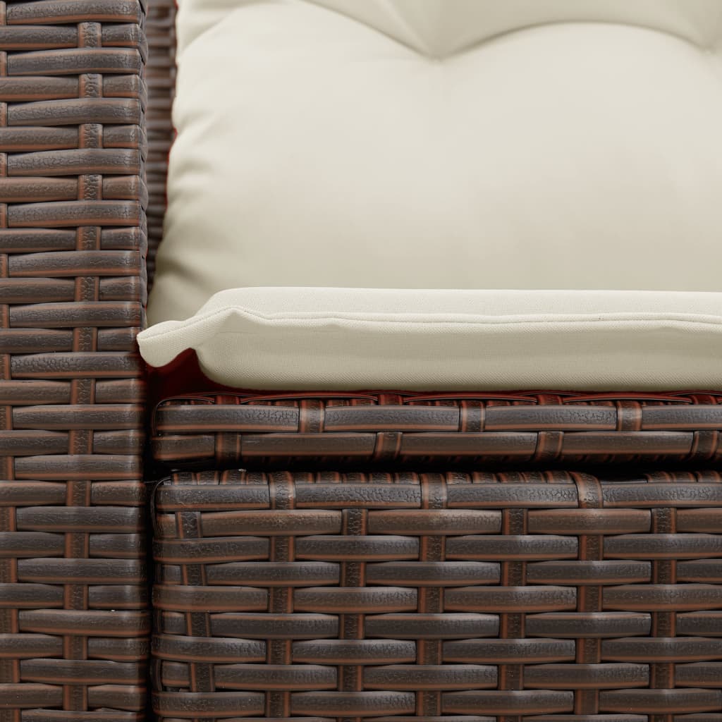2-personers havesofa med hynder polyrattan brun