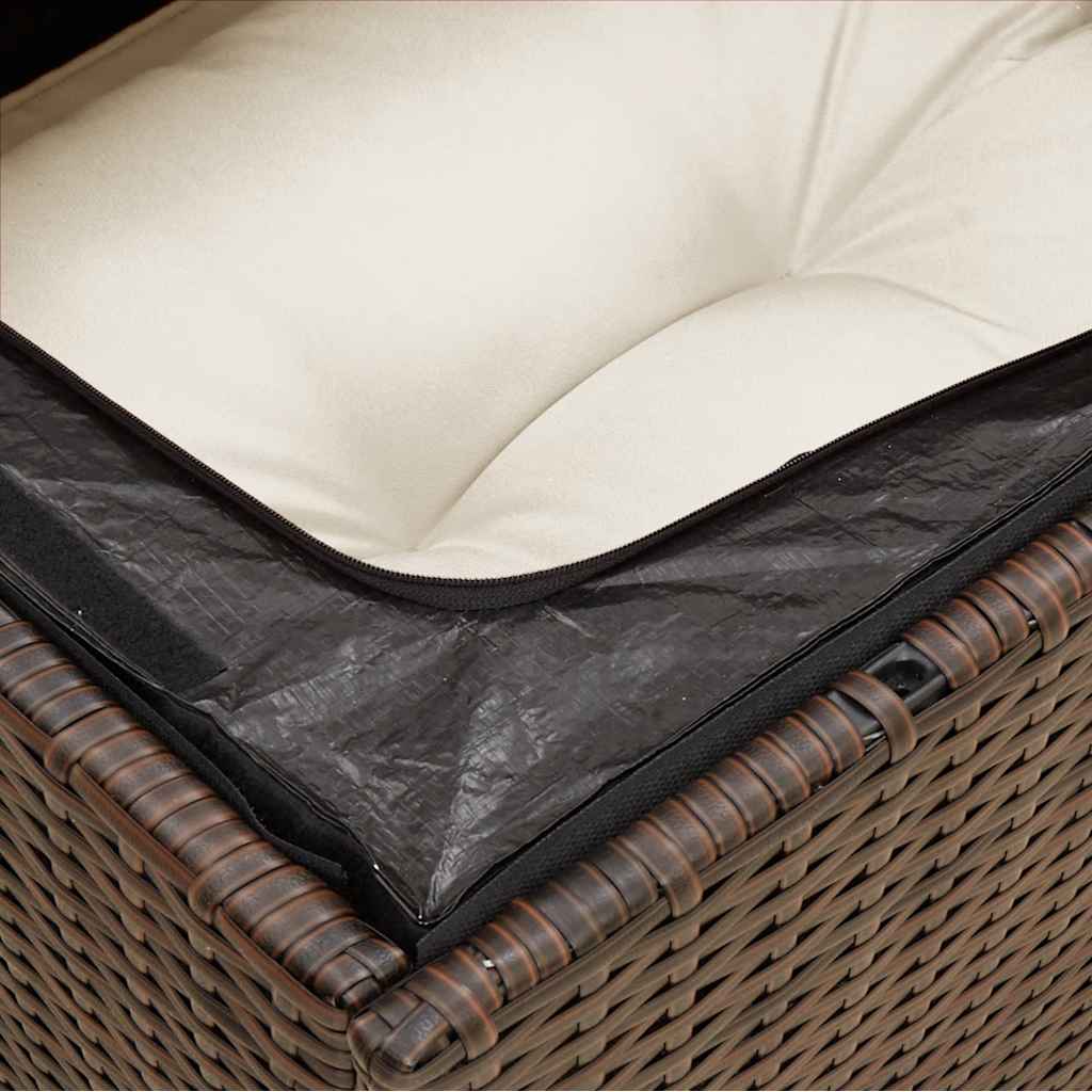 3-personers havesofa med hynder polyrattan brun