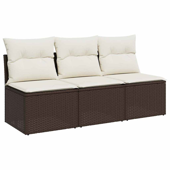 3-personers havesofa med hynder polyrattan brun