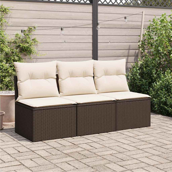 3-personers havesofa med hynder polyrattan brun