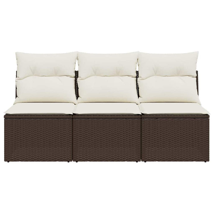 3-personers havesofa med hynder polyrattan brun