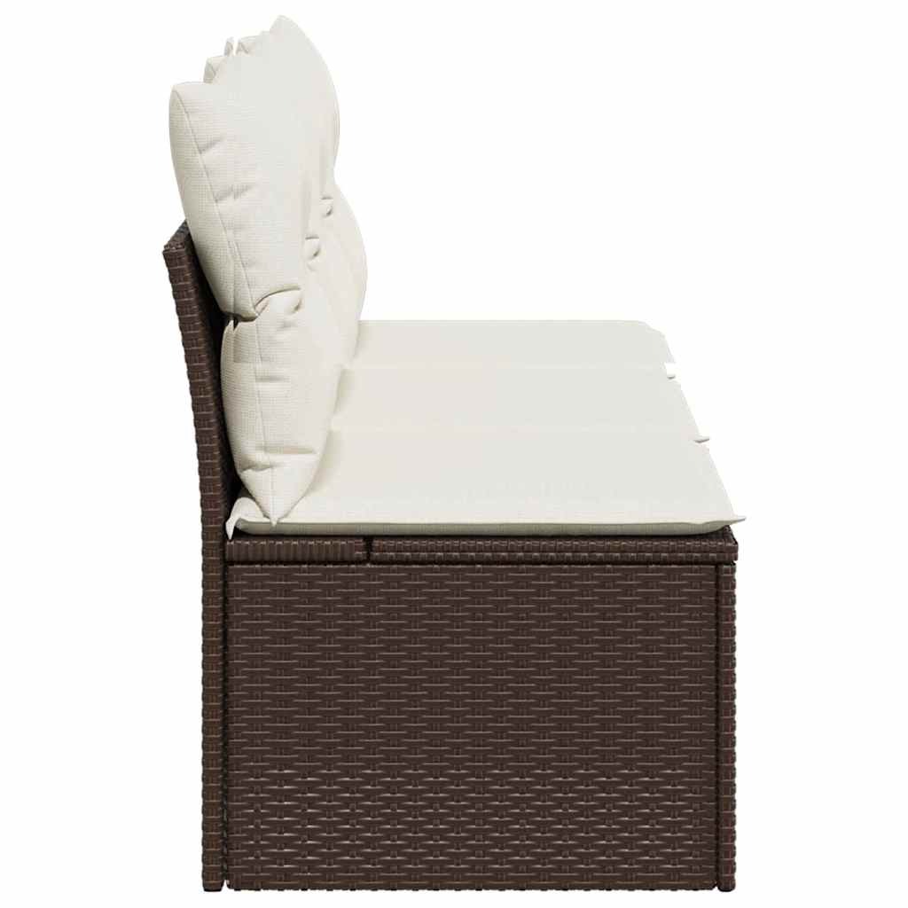 3-personers havesofa med hynder polyrattan brun