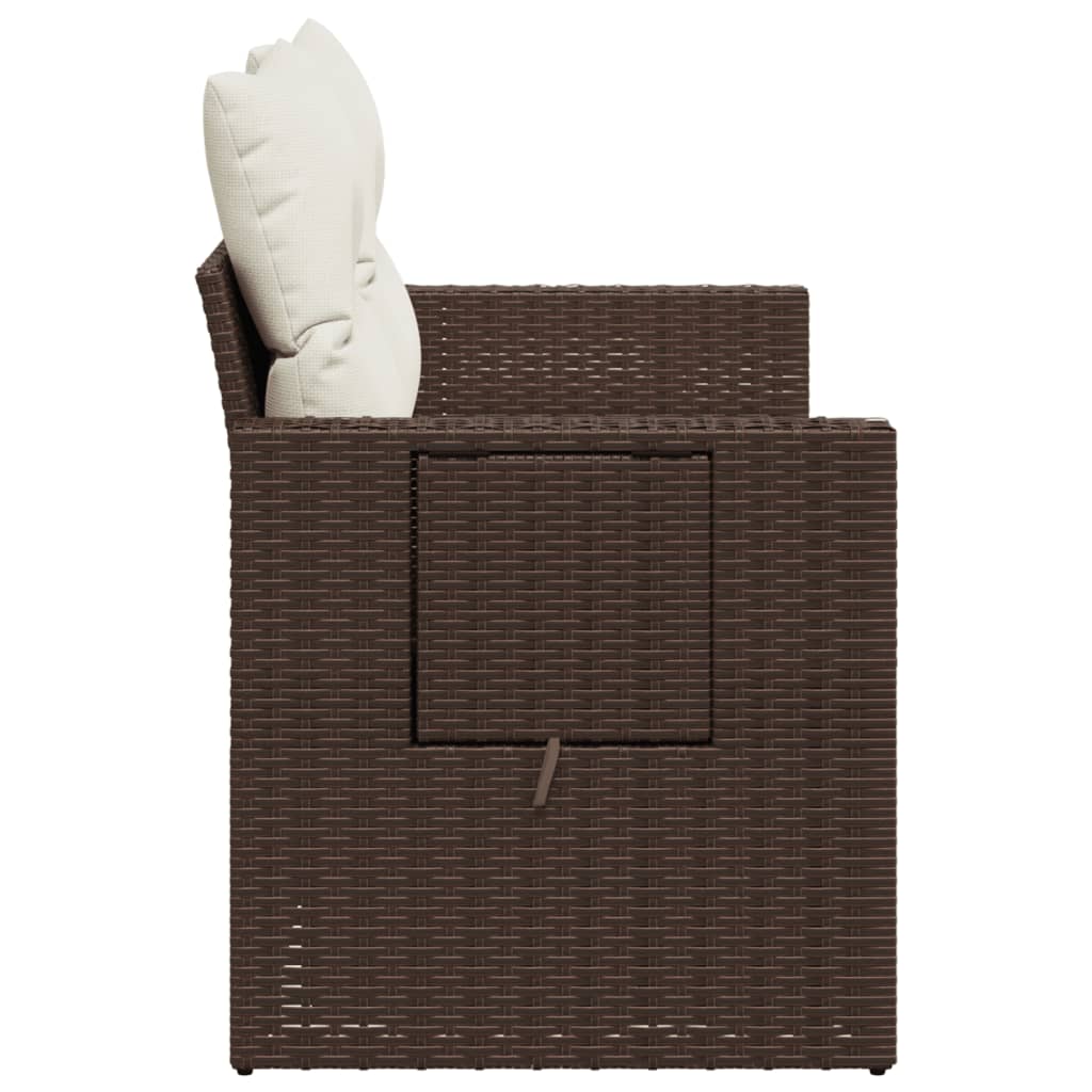 2-personers havesofa med hynder polyrattan brun