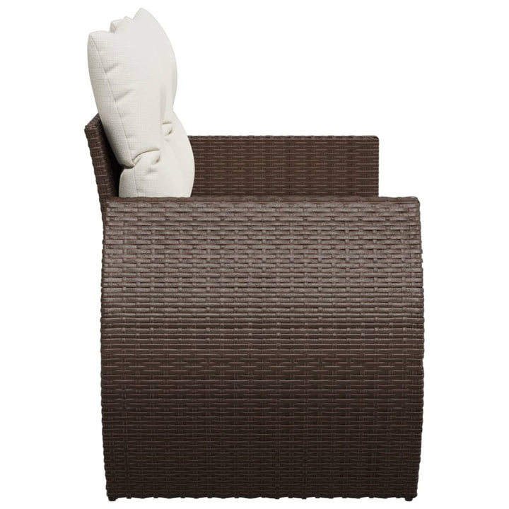 2-personers havesofa med hynder polyrattan brun