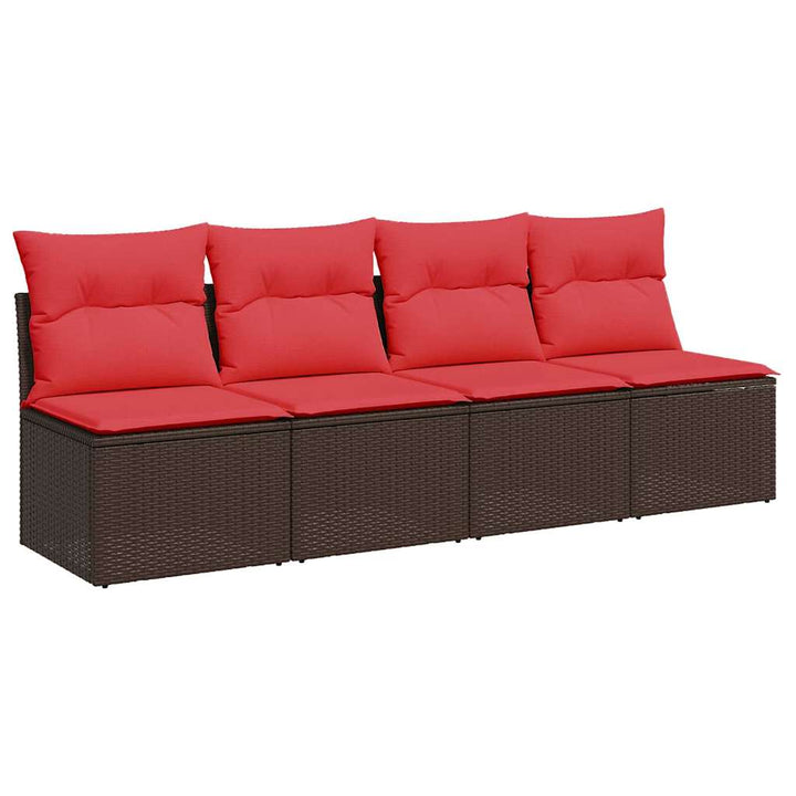 havesofa med hynder 4-personers brun polyrattan