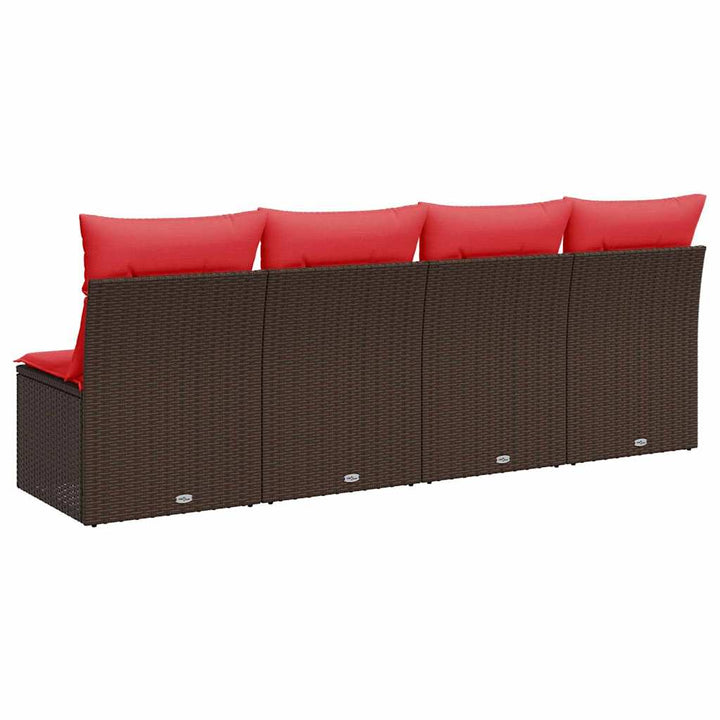 havesofa med hynder 4-personers brun polyrattan