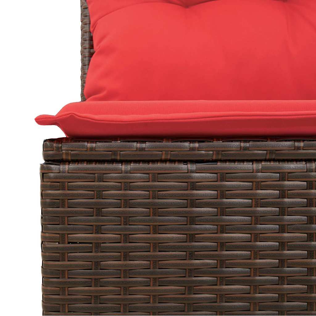 havesofa hjørne med hynder brun polyrattan