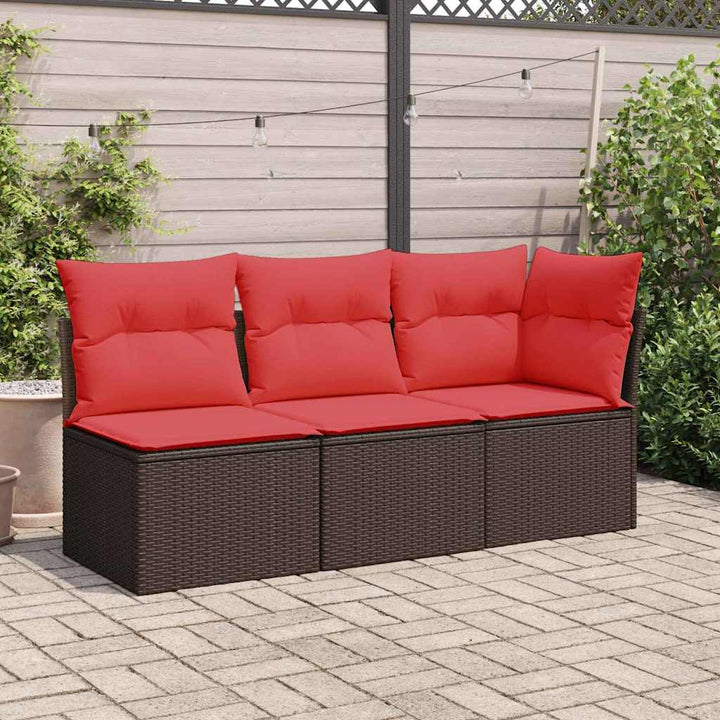 havesofa hjørne med hynder brun polyrattan