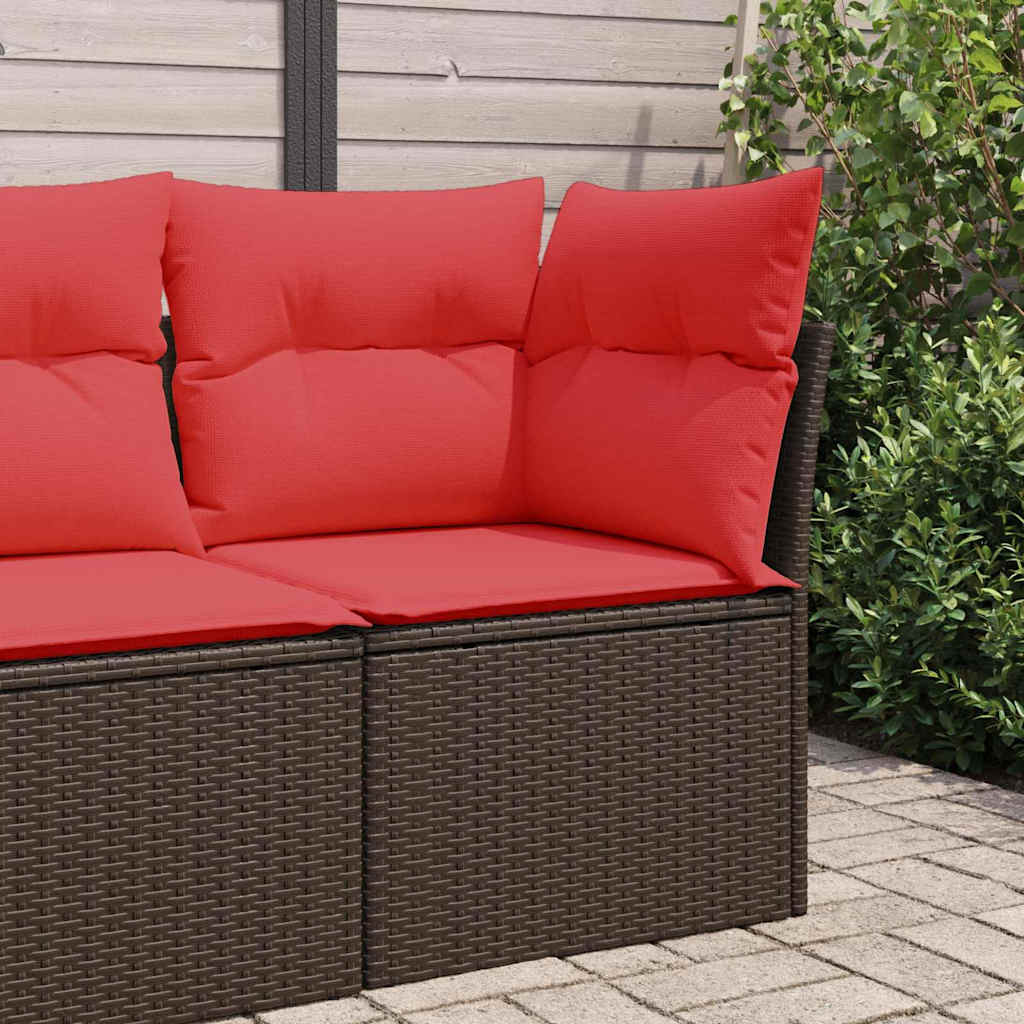 havesofa hjørne med hynder brun polyrattan