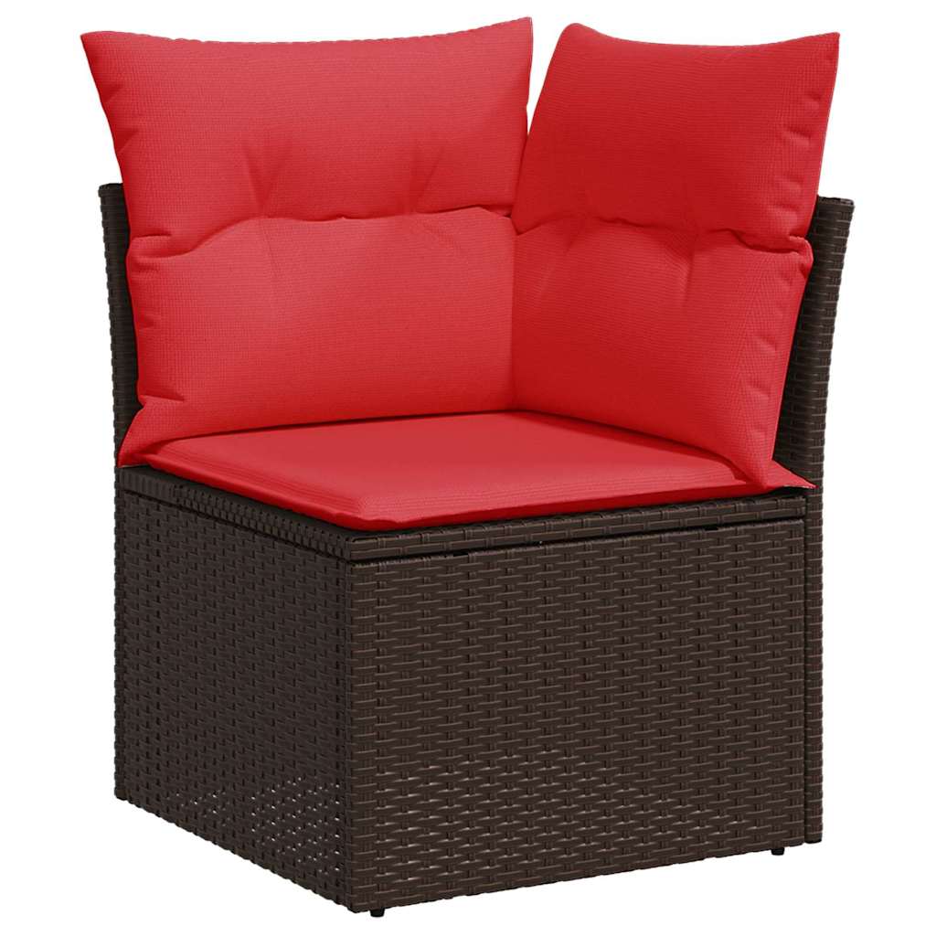 havesofa hjørne med hynder brun polyrattan