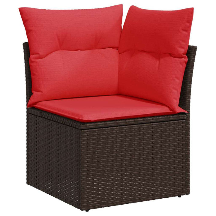 havesofa hjørne med hynder brun polyrattan
