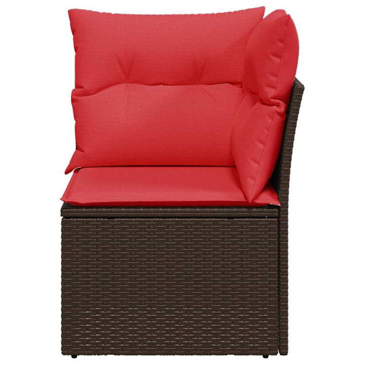havesofa hjørne med hynder brun polyrattan