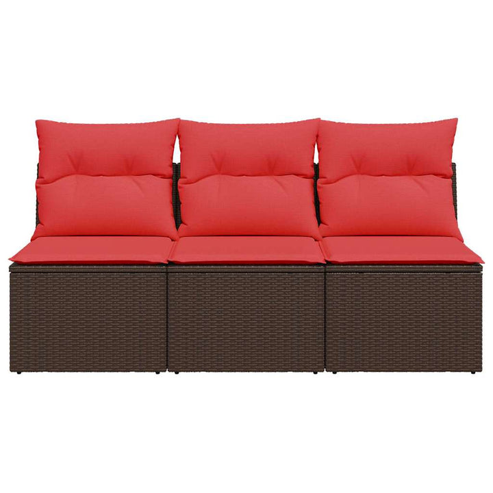 havesofa med hynder 3-personers brun polyrattan