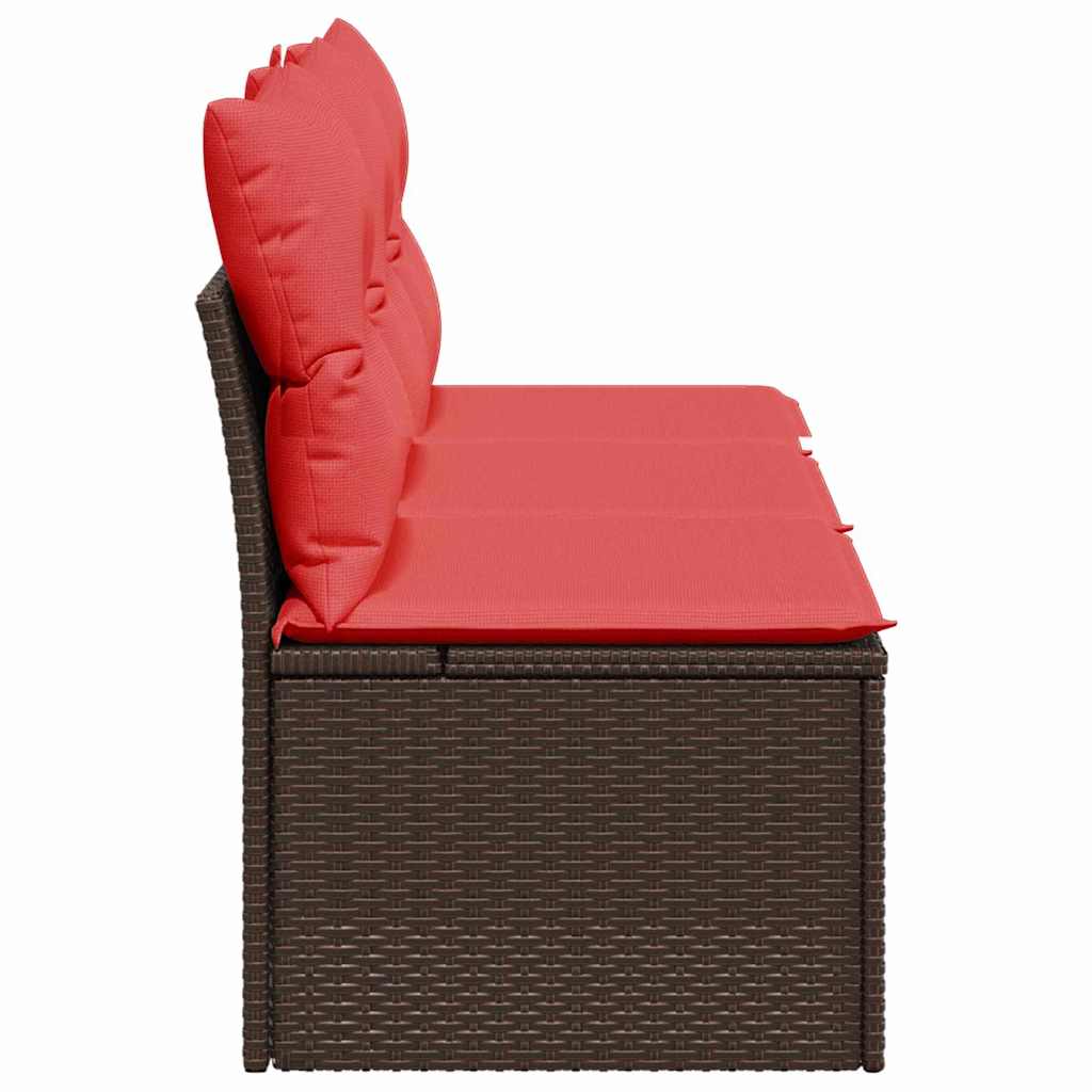 havesofa med hynder 3-personers brun polyrattan