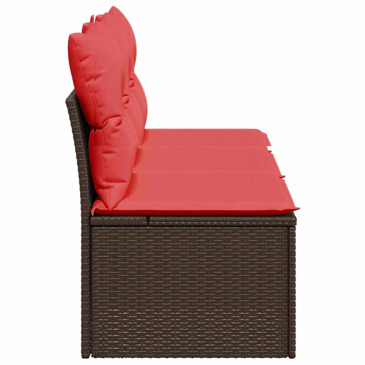 havesofa med hynder 3-personers brun polyrattan
